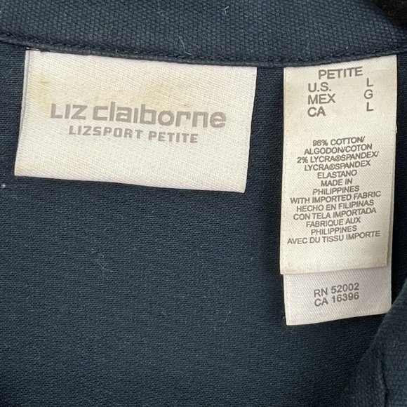 Liz Claiborne Lizsport Petite Dark Blue Button Down Jacket with Belt Size Large - Picture 4 of 7